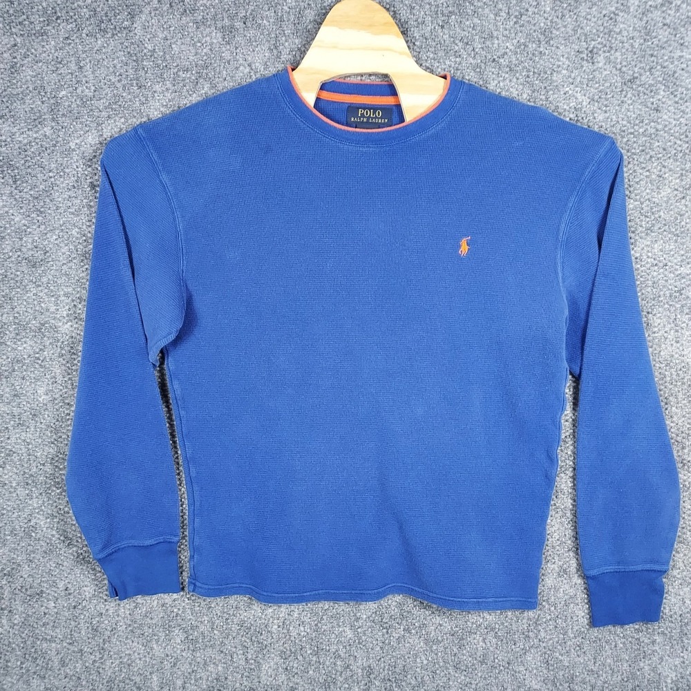 Polo Ralph Lauren Thermal Sweatshirt Blue Long Sleeve Sweater Mens Size Medium